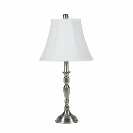 HOMEROOTS 25 in. Nickel & Metal Table Lamp, Classic White 468607